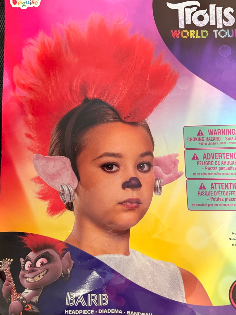 Trolls World Tour Barb Kids Red Headpiece/wig by Disguise